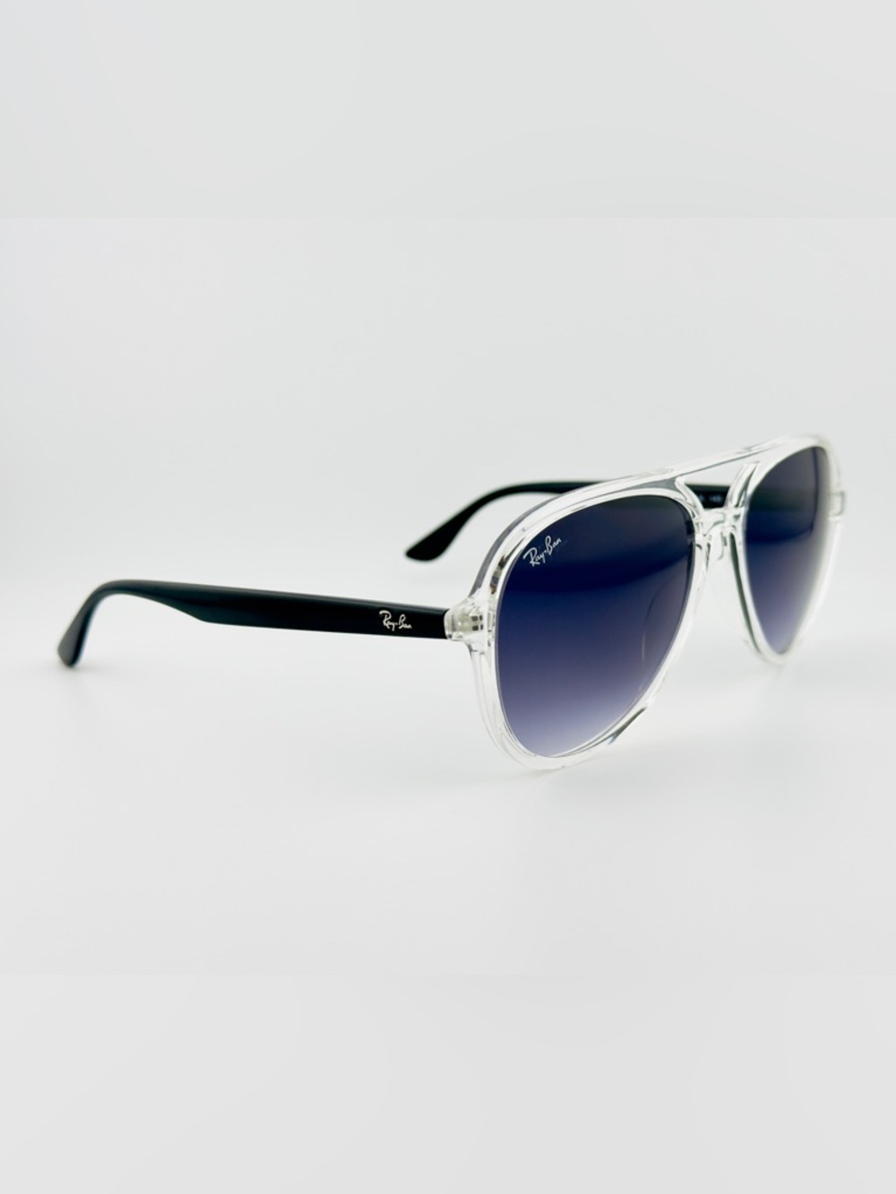 Ray-Ban Aviator Sunglasses RB4376 Transparent Frame with Gradient Dark Gray Lens - Picture 9 of 16